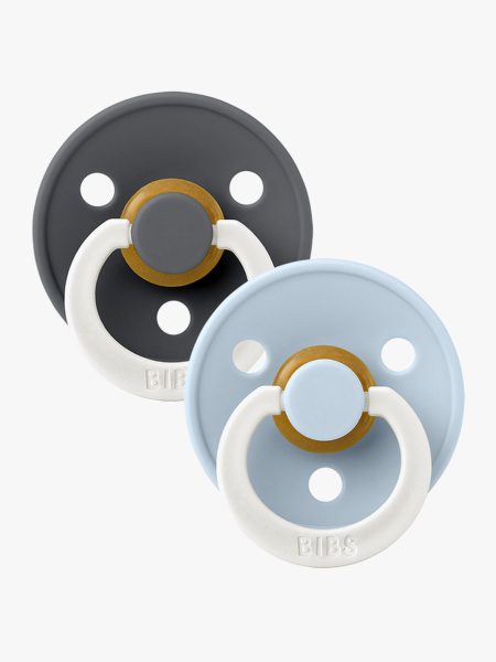 BIBS Colour Napp 2-pack Latex Stl 1 Rund, Iron Glow/Baby Blue Glow – vardagsverktyg från första matskeden