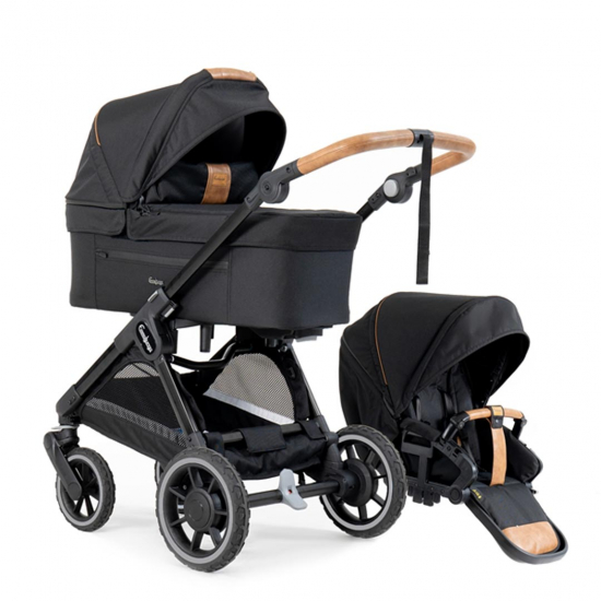 Emmaljunga Sento Flat Outdoor Black – lätt vagn med full liggposition