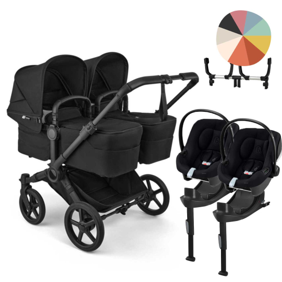 Bugaboo Donkey 6 Tvillingvagn Inkl. Aton b2 Babyskydd och Bas