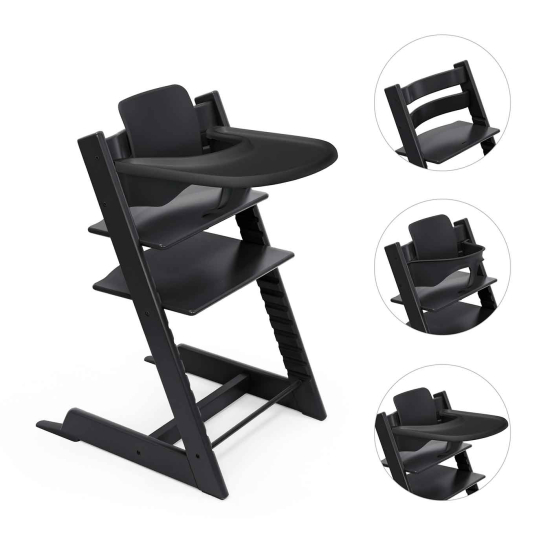 Stokke Tripp Trapp Stol med Baby Set – svart paket från 6 månader