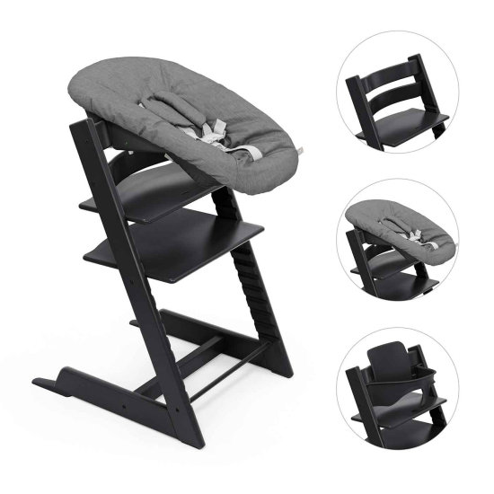 Stokke Tripp Trapp Stol + Bygel + Newborn Set Black
