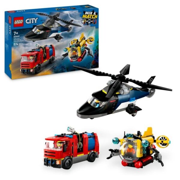 LEGO City Great Vehicles 60462 Helikopter, brandbil och ubåt